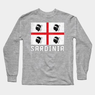 Sardinia Italia Flag / Retro Look Faded Design Long Sleeve T-Shirt